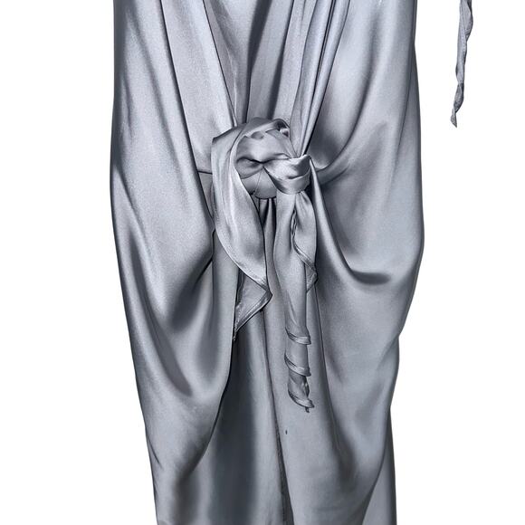 Baobab Marea One Shoulder Satin Maxi Dress in Plata Silver Size Medium - Picture 8 of 16